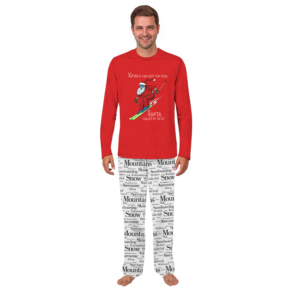 Skiing Santa Funny Christmas Pajamas For Adults And Kids Skiing Santa Funny Christmas Pajamas For Adults And Kids