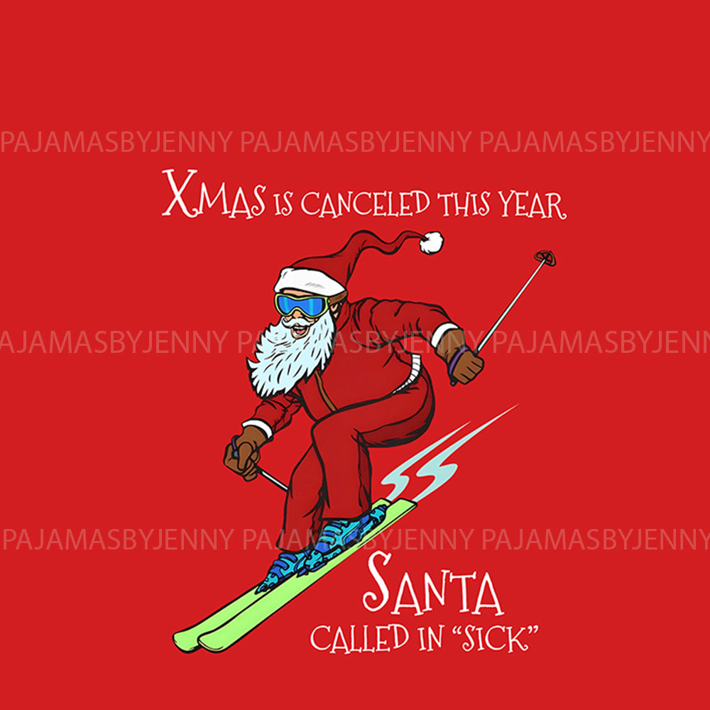 Skiing Santa Funny Christmas Pajamas For Adults And Kids Skiing Santa Funny Christmas Pajamas For Adults And Kids