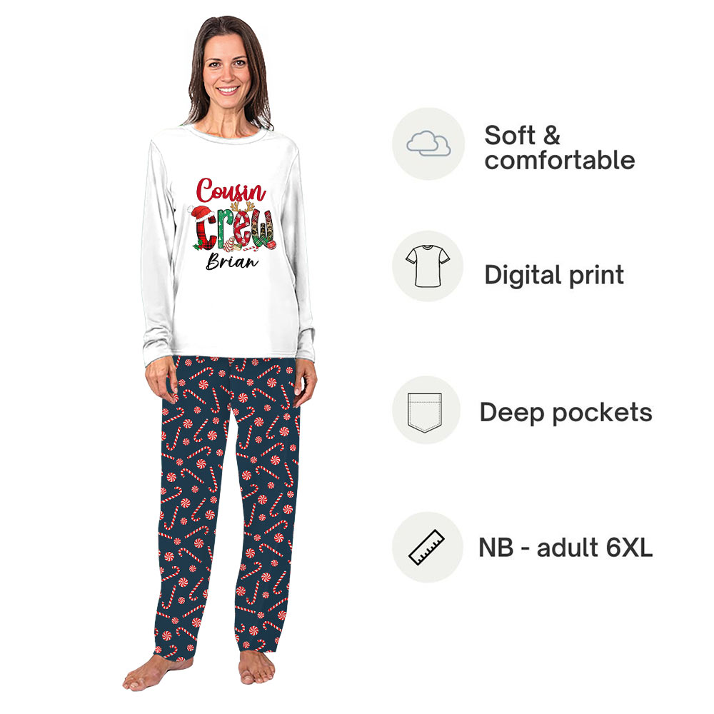 Personalized Name Cousin Crew Christmas Pajamas With Pockets Personalized Name Cousin Crew Christmas Pajamas With Pockets