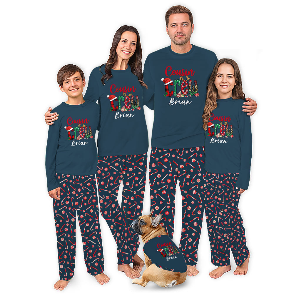 Personalized Name Cousin Crew Christmas Pajamas With Pockets Personalized Name Cousin Crew Christmas Pajamas With Pockets