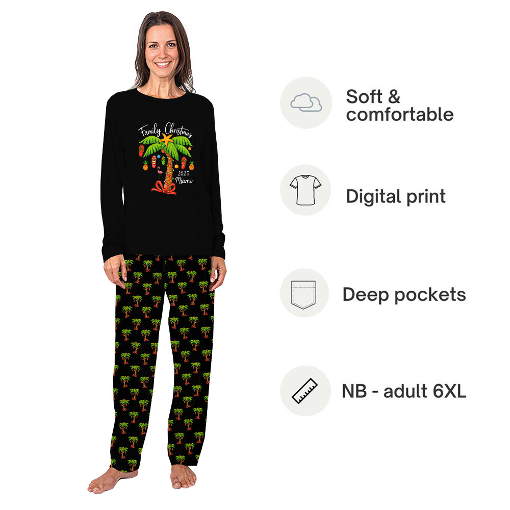 Tropical Christmas Family Pajamas With Handy Pockets Tropical Christmas Family Pajamas With Handy Pockets