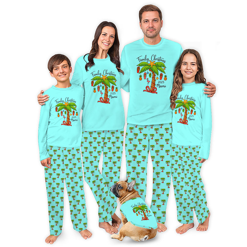 Tropical Christmas Family Pajamas With Handy Pockets Tropical Christmas Family Pajamas With Handy Pockets