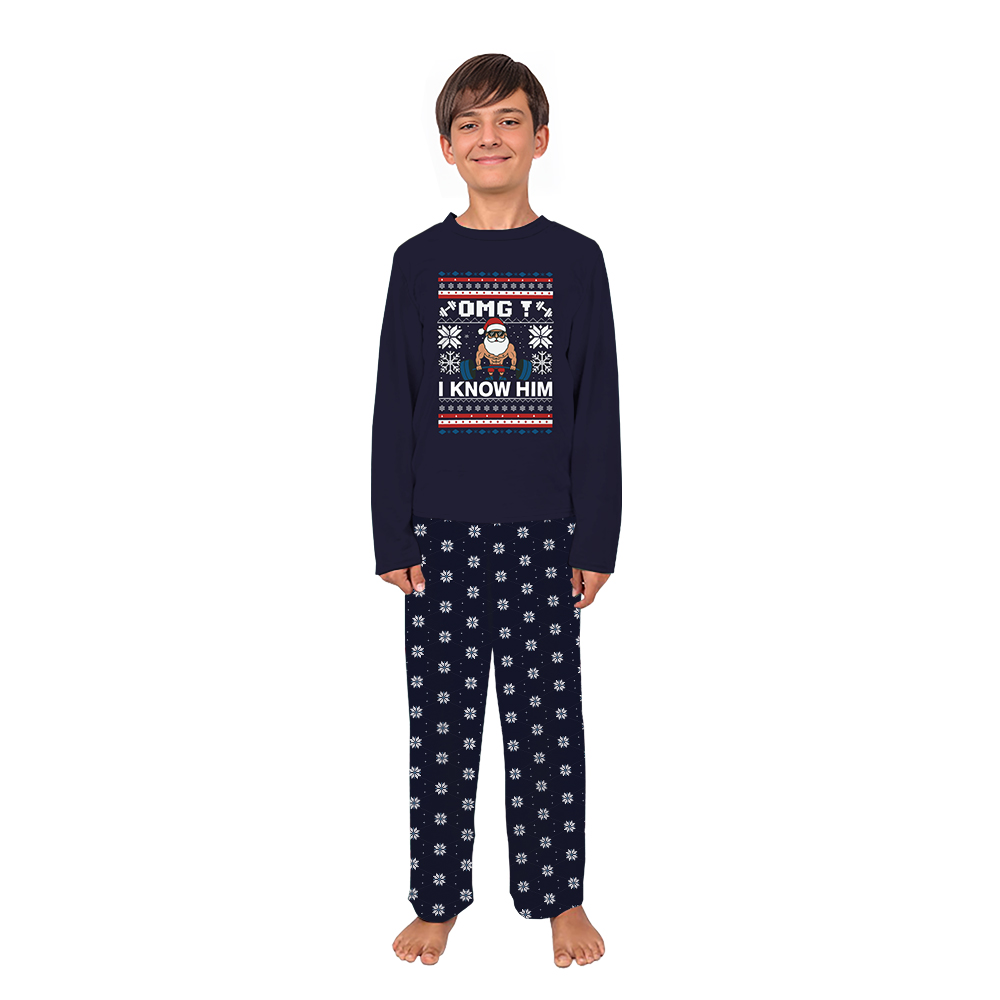 OMG Santa I Know Him Christmas Workout Matching Family Pj Sets OMG Santa I Know Him Christmas Workout Matching Family Pj Sets