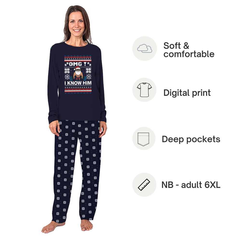OMG Santa I Know Him Christmas Workout Matching Family Pj Sets OMG Santa I Know Him Christmas Workout Matching Family Pj Sets