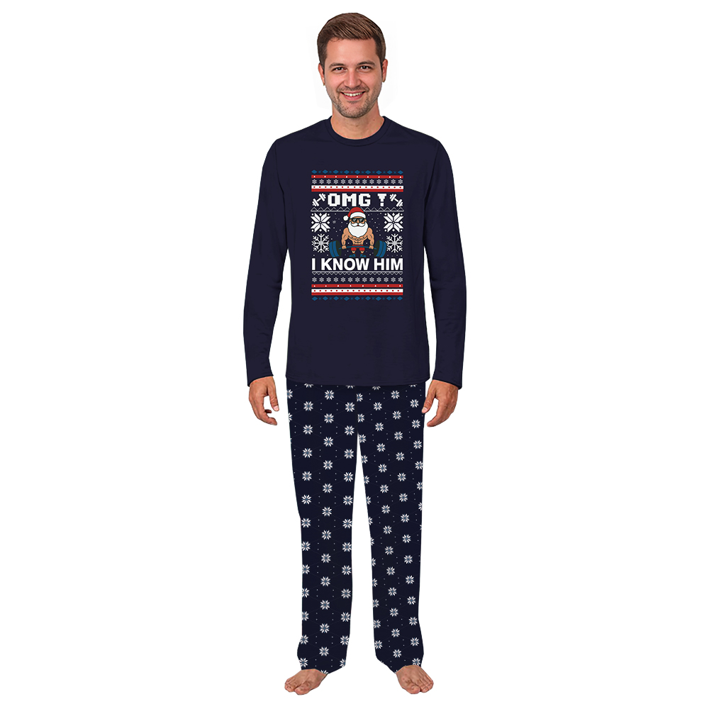 OMG Santa I Know Him Christmas Workout Matching Family Pj Sets OMG Santa I Know Him Christmas Workout Matching Family Pj Sets