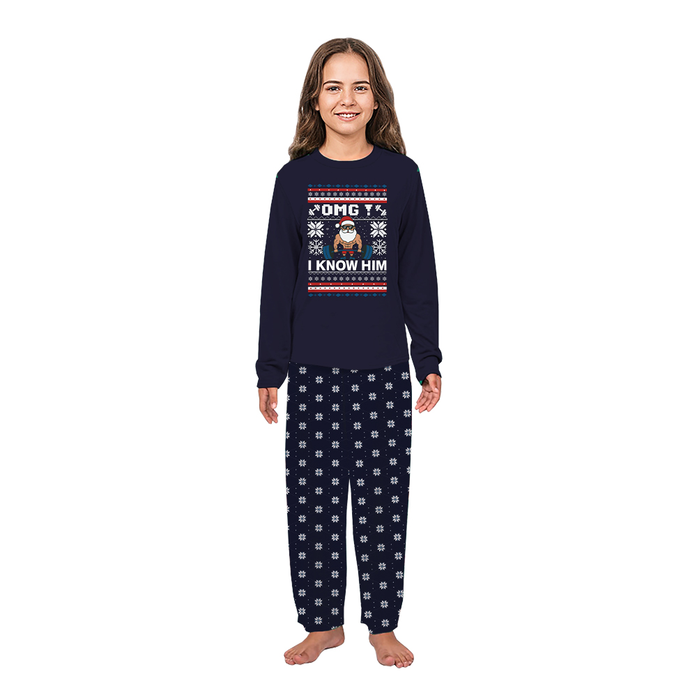 OMG Santa I Know Him Christmas Workout Matching Family Pj Sets OMG Santa I Know Him Christmas Workout Matching Family Pj Sets