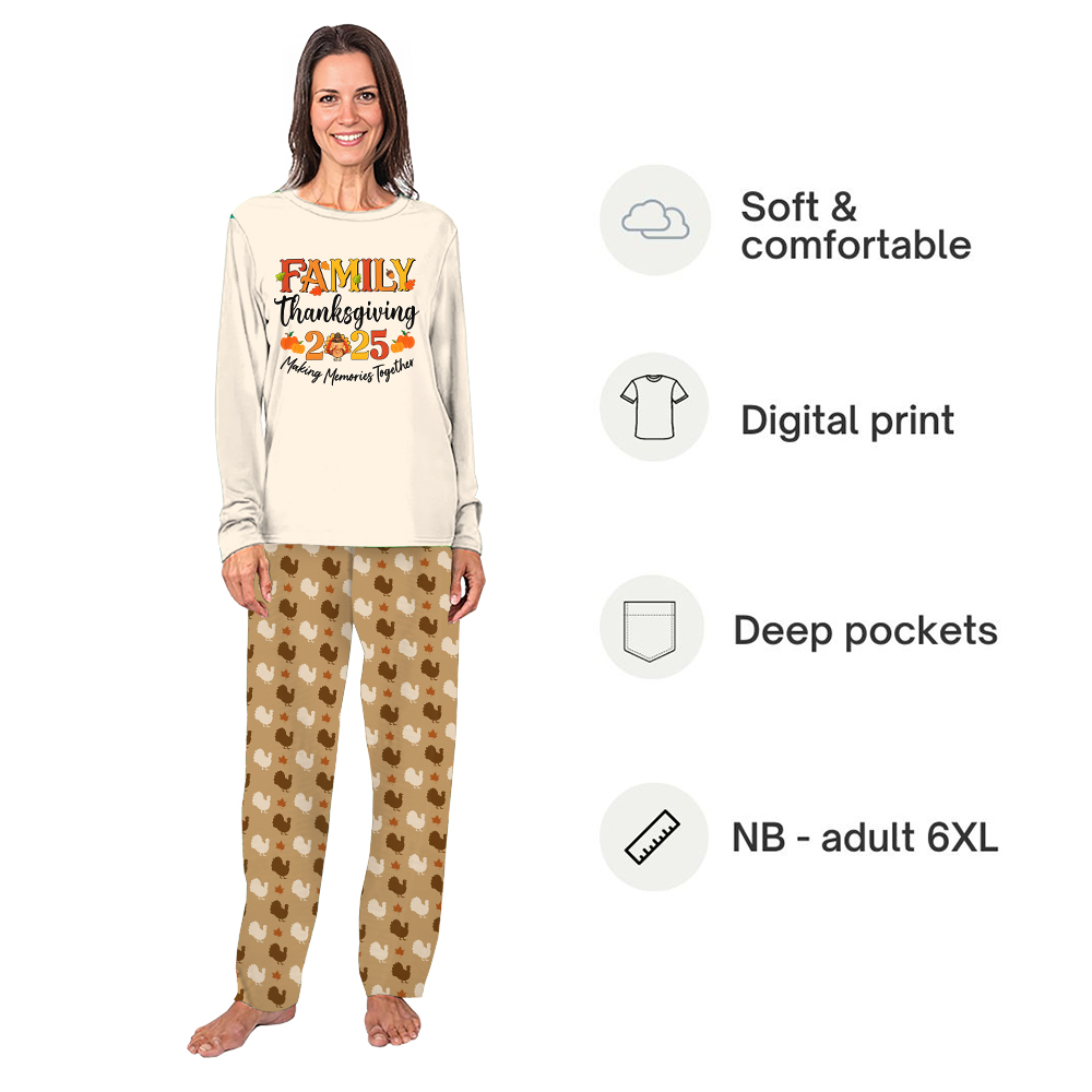 Family Thanksgiving 2025 Making Memories Together Matching Family Jammies