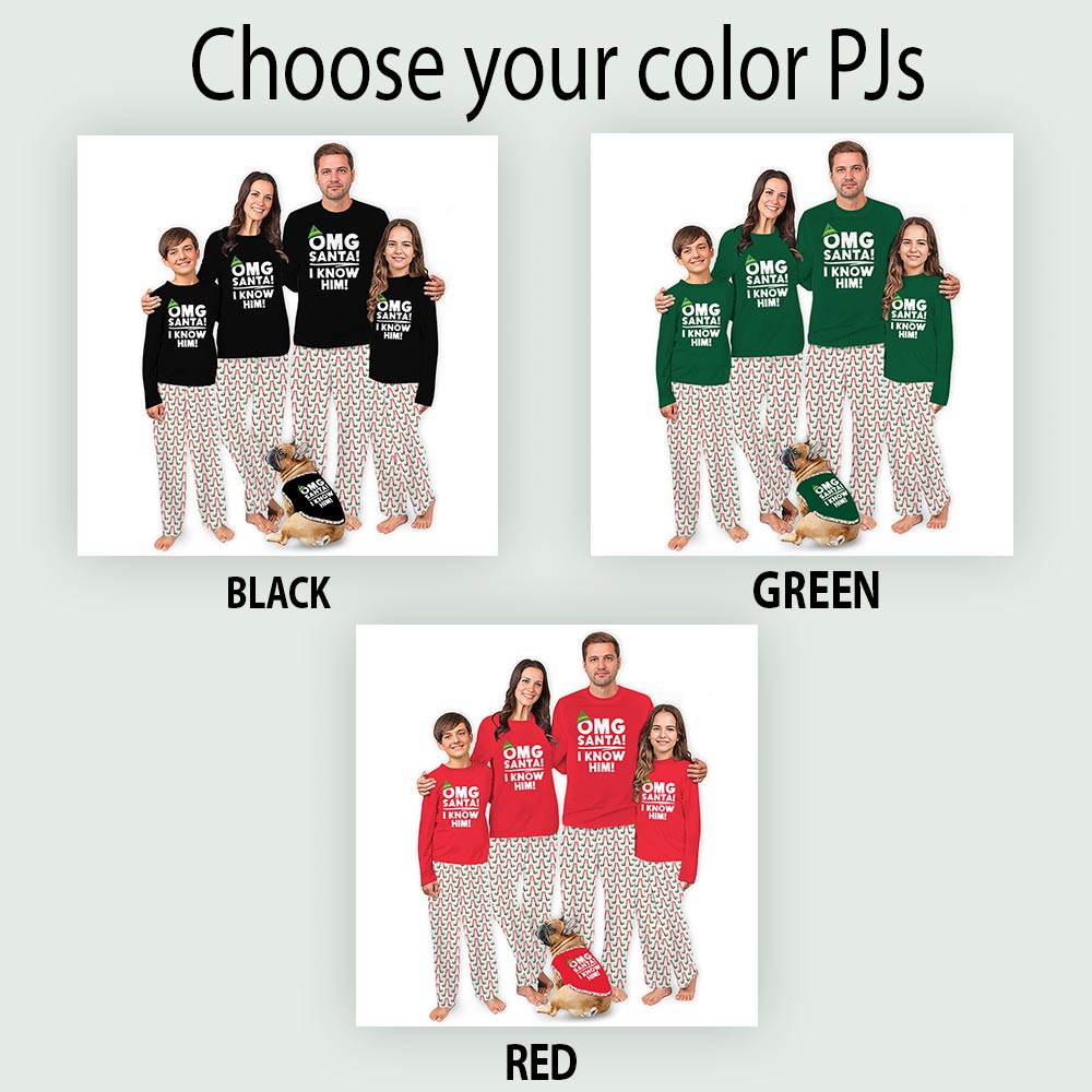 OMG Santa I Know Him Elf Family Christmas Pajamas Black OMG Santa I Know Him Elf Family Christmas Pajamas Black