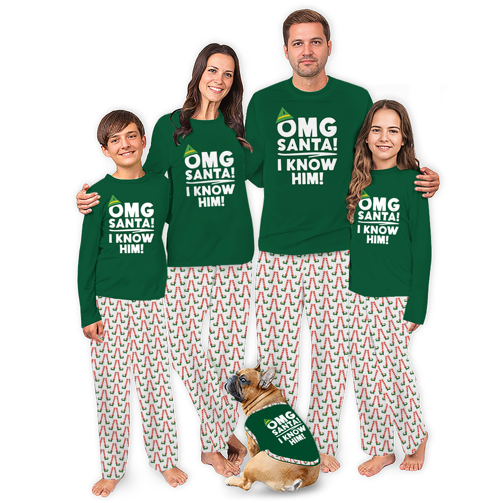 OMG Santa I Know Him Elf Family Christmas Pajamas Black OMG Santa I Know Him Elf Family Christmas Pajamas Black