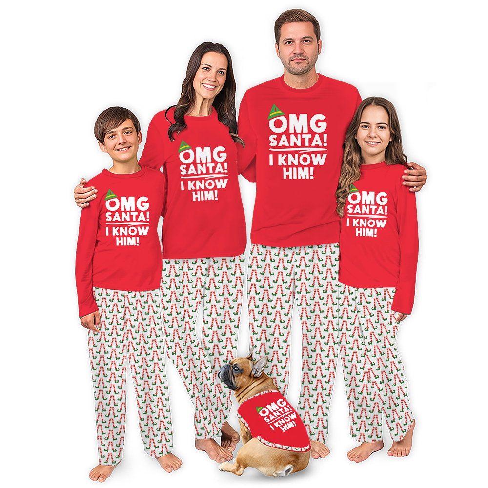 OMG Santa I Know Him Elf Family Christmas Pajamas Black OMG Santa I Know Him Elf Family Christmas Pajamas Black