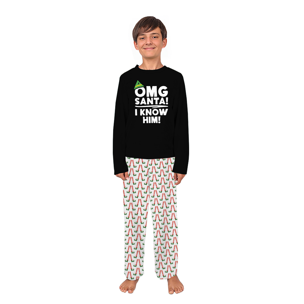OMG Santa I Know Him Elf Family Christmas Pajamas Black OMG Santa I Know Him Elf Family Christmas Pajamas Black