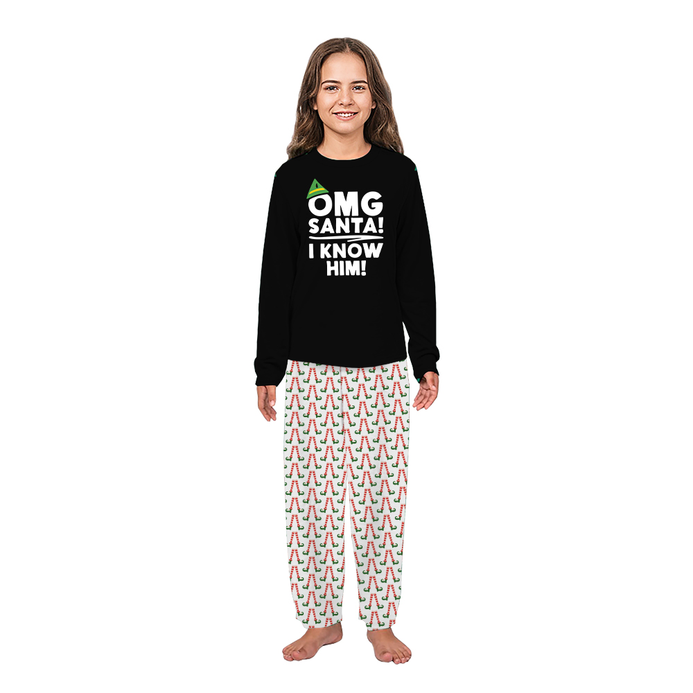 OMG Santa I Know Him Elf Family Christmas Pajamas Black OMG Santa I Know Him Elf Family Christmas Pajamas Black
