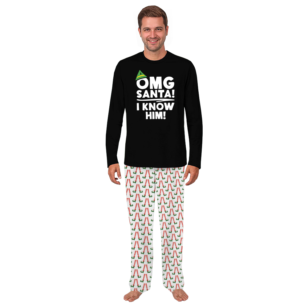 OMG Santa I Know Him Elf Family Christmas Pajamas Black OMG Santa I Know Him Elf Family Christmas Pajamas Black