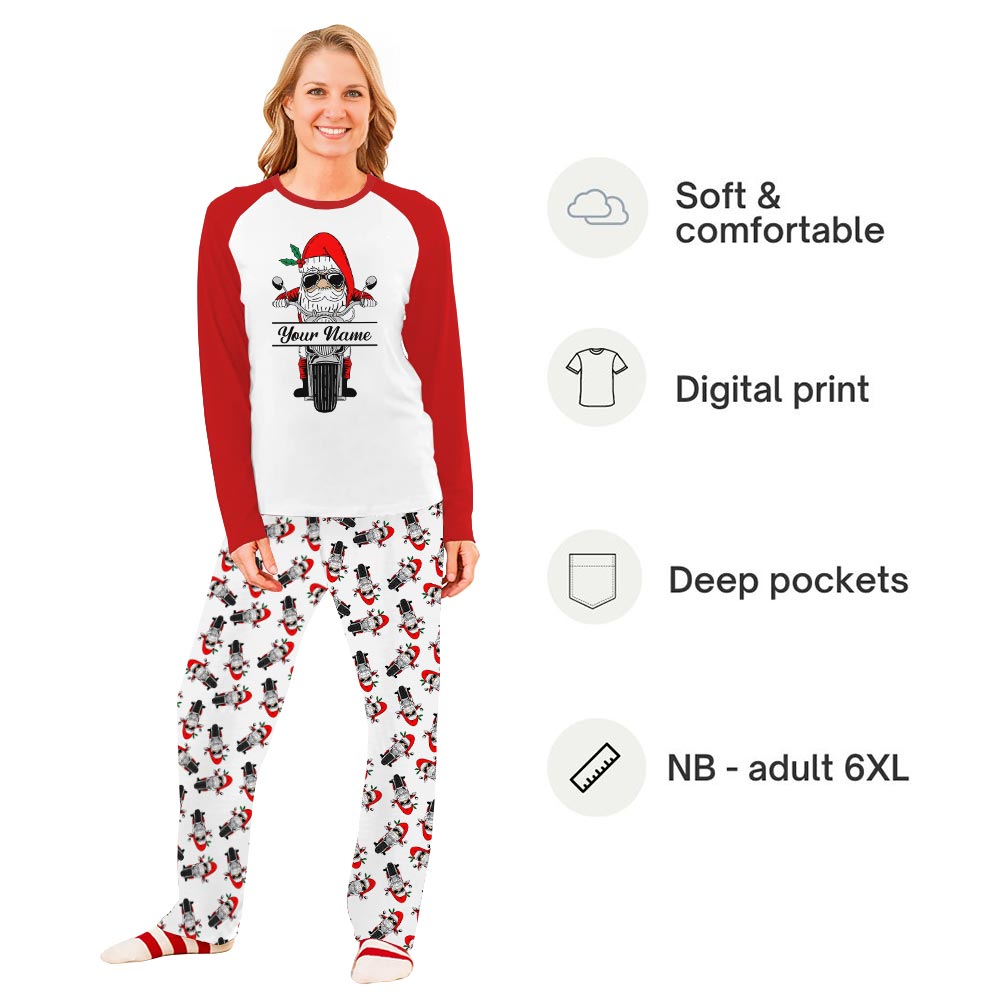 Santa's Motorcycle Adventure Pajama Sets Family Christmas with Custom Name Santa's Motorcycle Adventure Pajama Sets Family Christmas with Custom Name