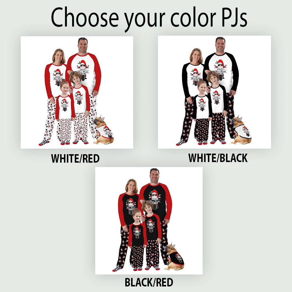 Santa's Motorcycle Adventure Pajama Sets Family Christmas with Custom Name Santa's Motorcycle Adventure Pajama Sets Family Christmas with Custom Name