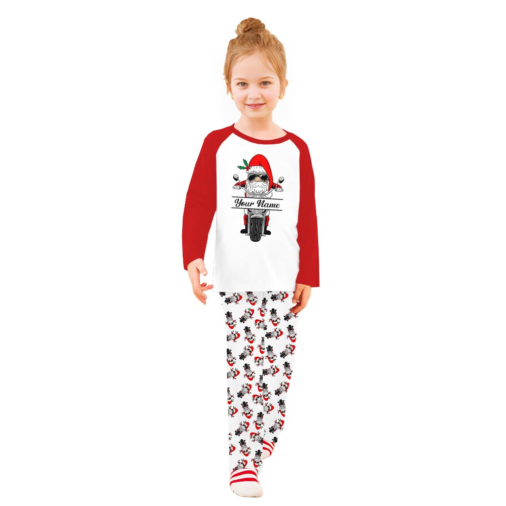 Santa's Motorcycle Adventure Pajama Sets Family Christmas with Custom Name Santa's Motorcycle Adventure Pajama Sets Family Christmas with Custom Name