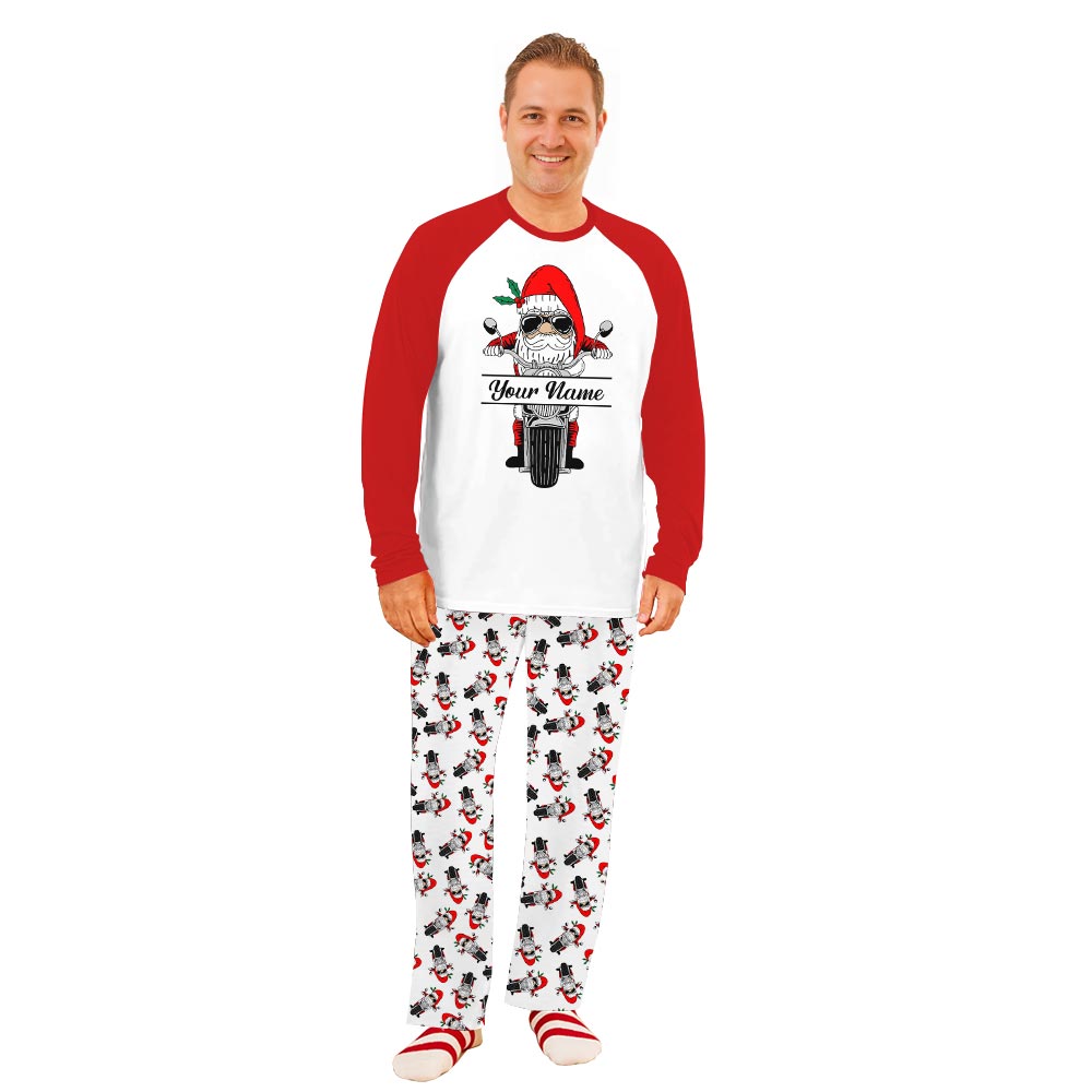 Santa's Motorcycle Adventure Pajama Sets Family Christmas with Custom Name Santa's Motorcycle Adventure Pajama Sets Family Christmas with Custom Name