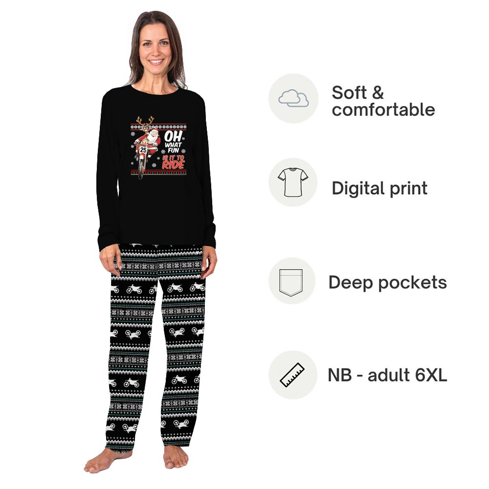 Oh What Fun To Ride Santa and Reindeer Plus Size Christmas Pajamas Oh What Fun To Ride Santa and Reindeer Plus Size Christmas Pajamas