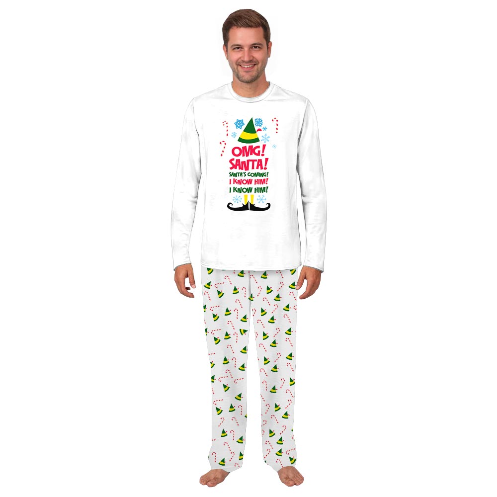 White Santa I Know Him Elf Plus Size Family PJs White Santa I Know Him Elf Plus Size Family PJs