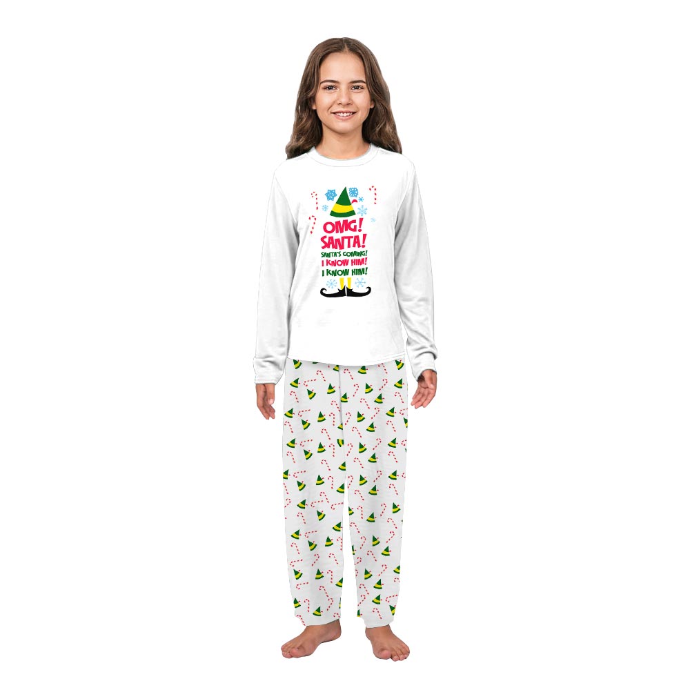 White Santa I Know Him Elf Plus Size Family PJs White Santa I Know Him Elf Plus Size Family PJs