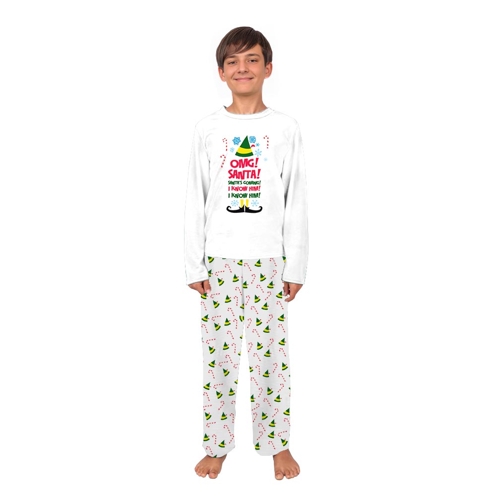 White Santa I Know Him Elf Plus Size Family PJs White Santa I Know Him Elf Plus Size Family PJs