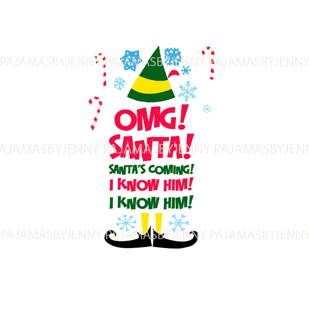 White Santa I Know Him Elf Plus Size Family PJs White Santa I Know Him Elf Plus Size Family PJs