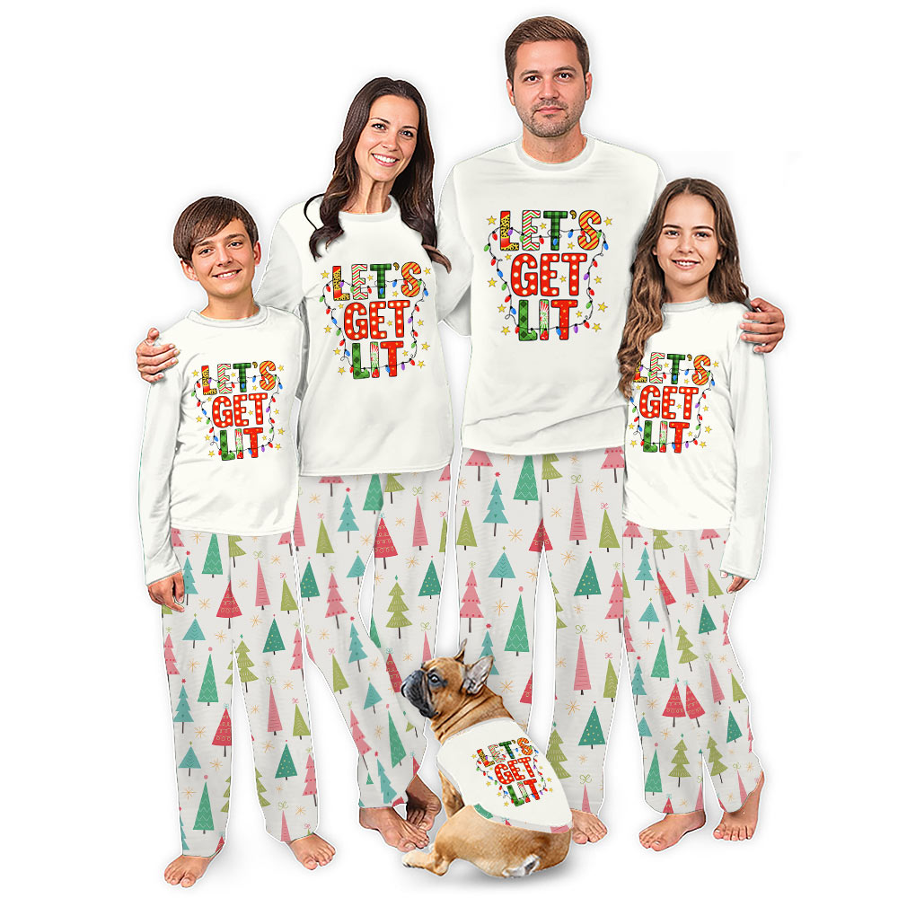 Christmas Lets Get Lit Pajamas In Beige With Full Sizes Guaranteed Christmas Lets Get Lit Pajamas In Beige With Full Sizes Guaranteed