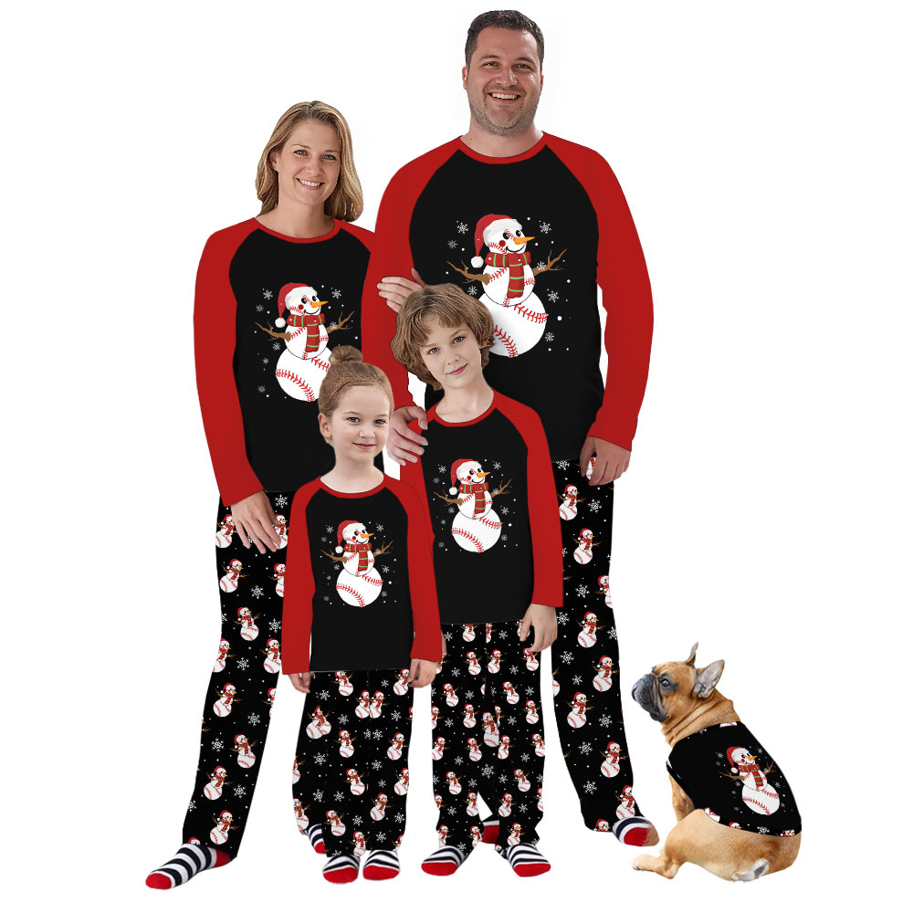Baseball Christmas Matching Snowman Pajamas With Plus Sizes Baseball Christmas Matching Snowman Pajamas With Plus Sizes