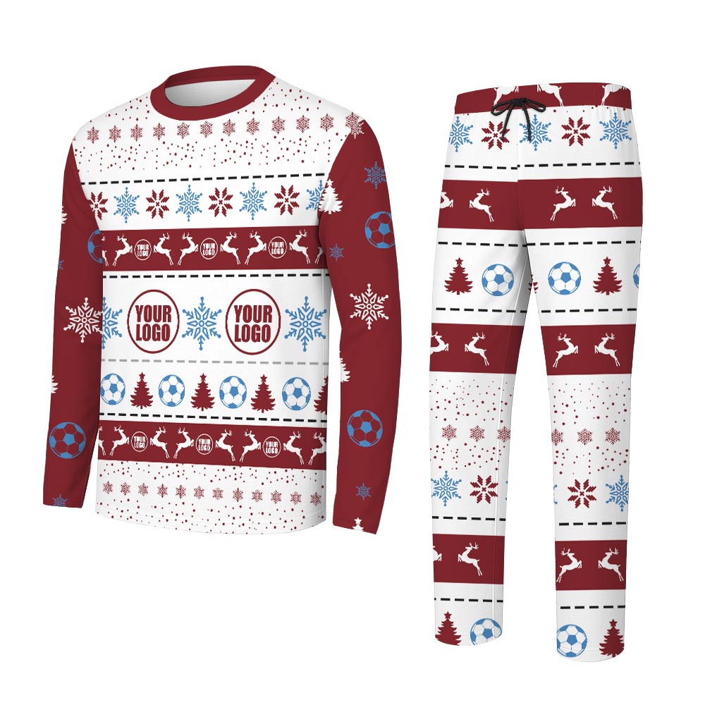 Custom Soccer Christmas Pajamas With logo For Team And Group Custom Soccer Christmas Pajamas With logo For Team And Group
