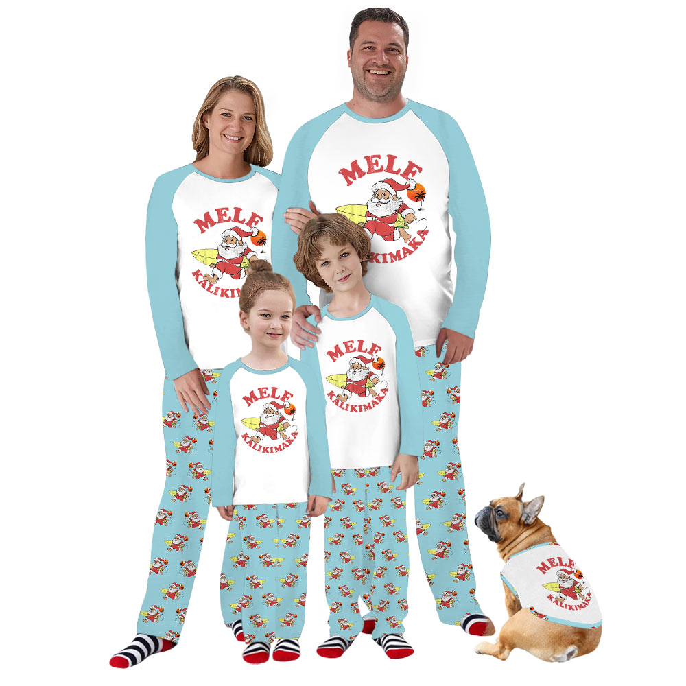 Hawaiian Santa Matching Family Christmas Jammies Saying Mele Kalikimaka Hawaiian Santa Matching Family Christmas Jammies Saying Mele Kalikimaka