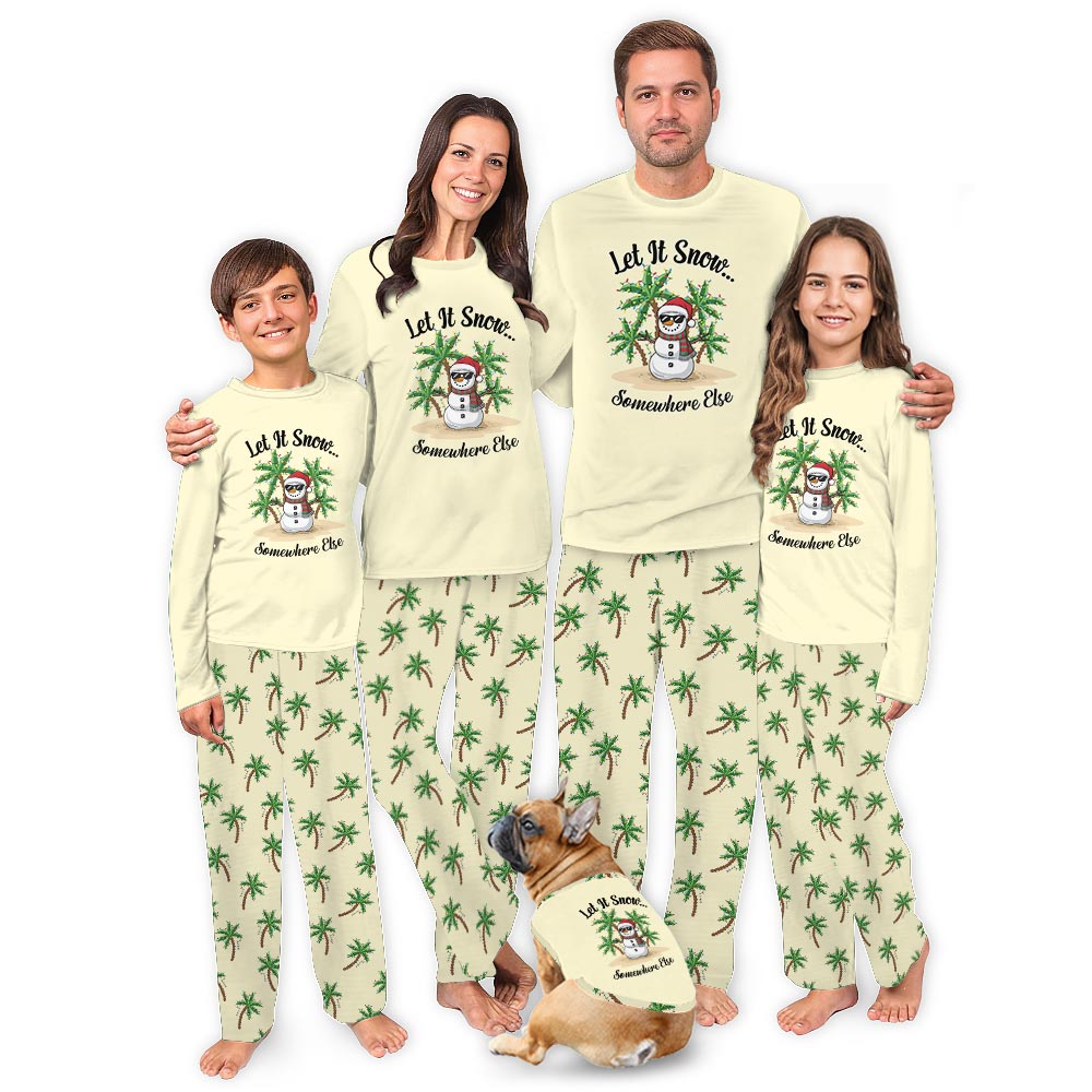 Yellow Funny Let It Snow Tropical Snowman Plus Size Family PJs Yellow Funny Let It Snow Tropical Snowman Plus Size Family PJs