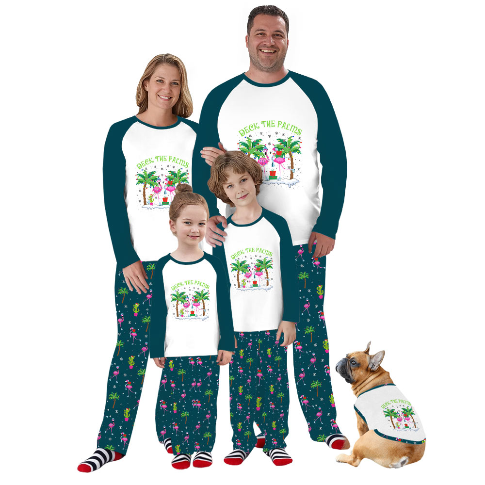 Flamingo Matching Family Holiday Pajamas With Handy Pockets