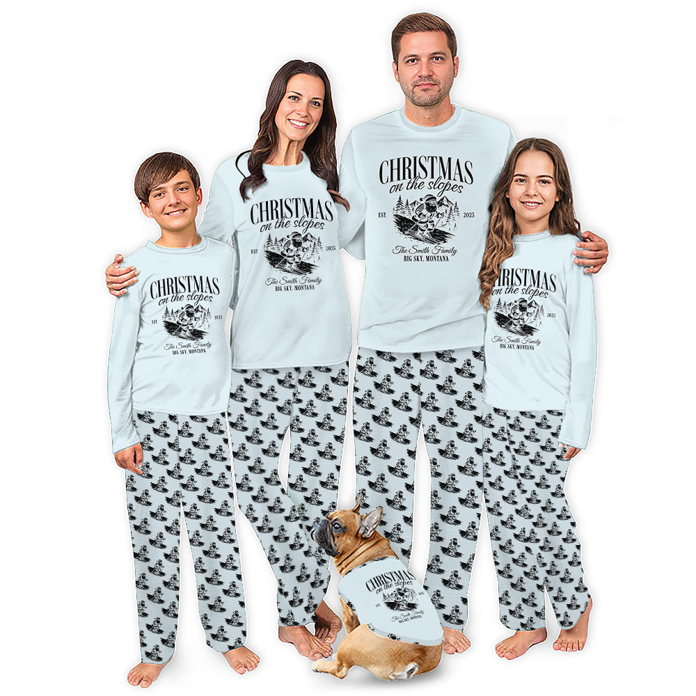 Personalized Christmas Ski Print Pajamas With Guaranteed Fitting For The Whole Crew Personalized Christmas Ski Print Pajamas With Guaranteed Fitting For The Whole Crew