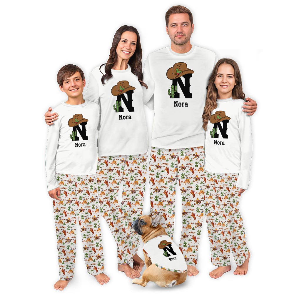 Monogrammed Western Christmas Personalized Holiday Pajamas with Name