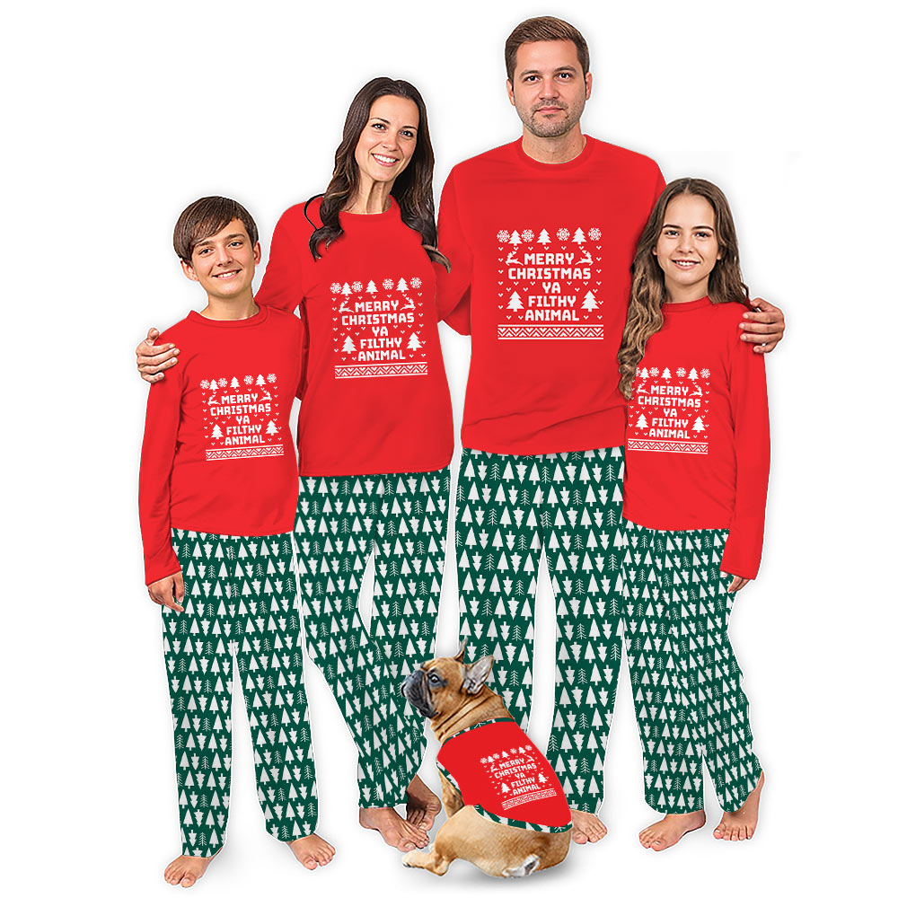 Home Alone Family Pajamas With Festive Saying Merry Christmas Ya Filthy Animals Home Alone Family Pajamas With Festive Saying Merry Christmas Ya Filthy Animals