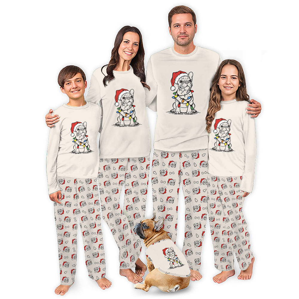French Bulldog Christmas Pajamas With Sizes For Humans French Bulldog Christmas Pajamas With Sizes For Humans