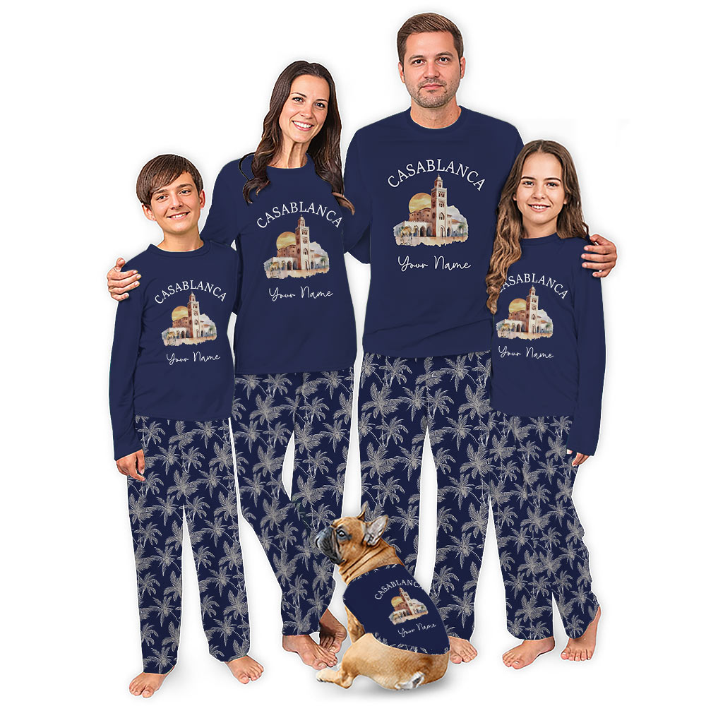 Personalized Casablanca Family Christmas Pajamas With Full Sizes and Nostalgic Vibes Personalized Casablanca Family Christmas Pajamas With Full Sizes and Nostalgic Vibes
