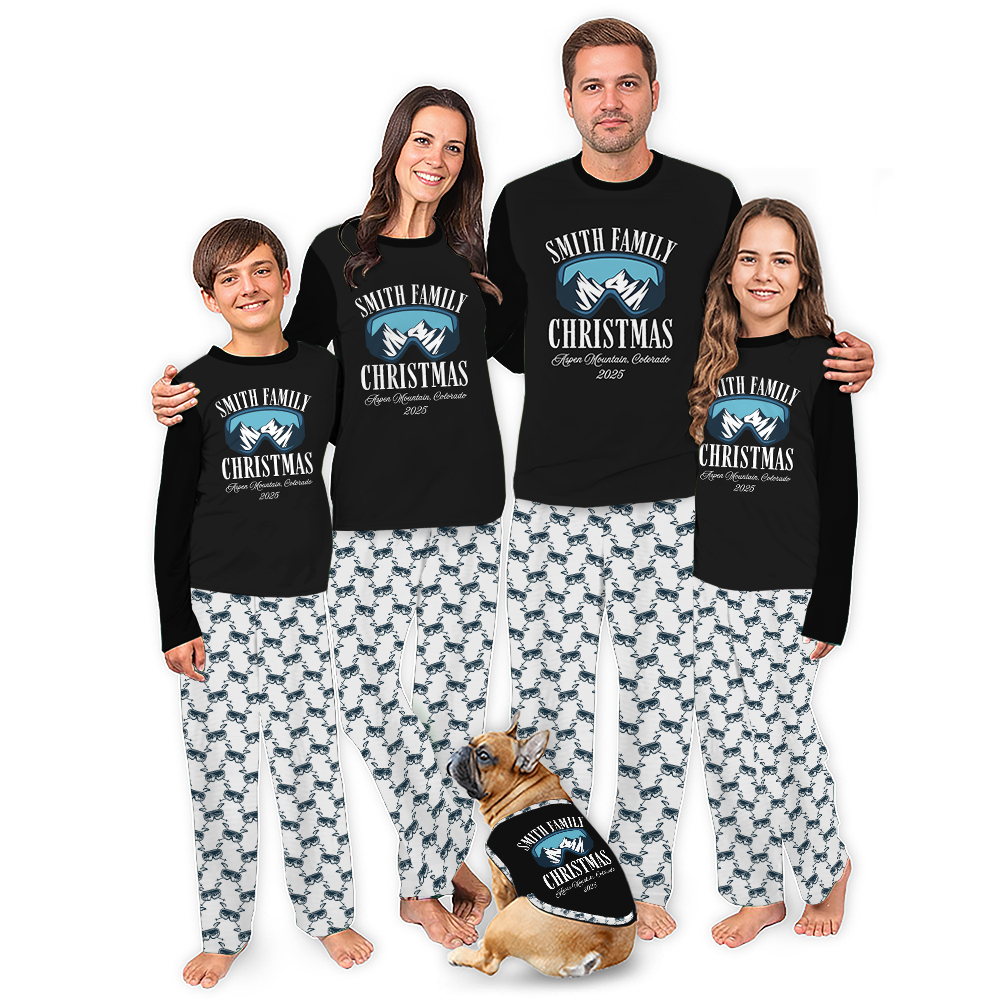 Name Personalized Aspen Moutain Print Matching Family Xmas Pjs