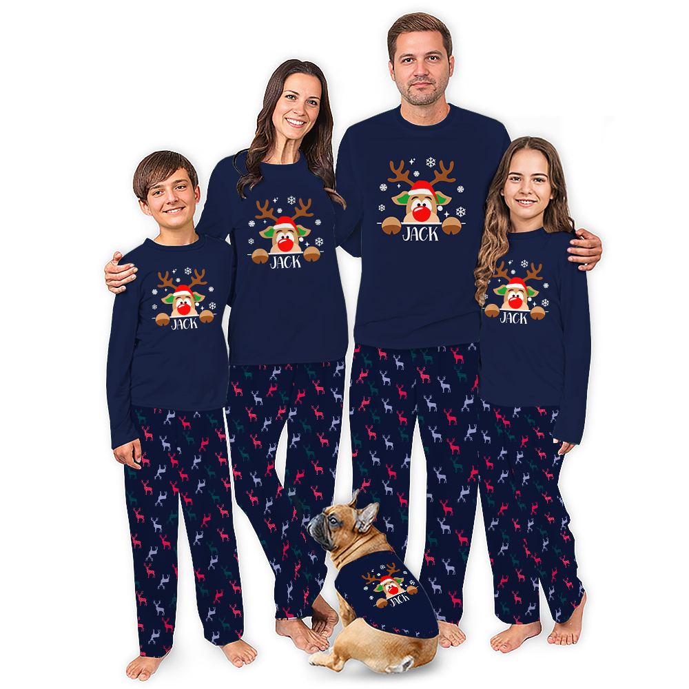 Name Personalized Reindeer Matching Family Xmas Pajamas Name Personalized Reindeer Matching Family Xmas Pajamas