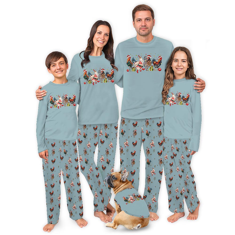 Funny Chicken with Christmas Theme Pajama Sets For Family Funny Chicken with Christmas Theme Pajama Sets For Family