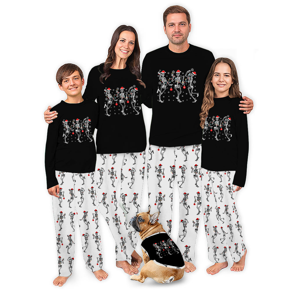 Christmas Family Skeleton Pajamas With Handy Pockets For Festive Scary Vibe Christmas Family Skeleton Pajamas With Handy Pockets For Festive Scary Vibe