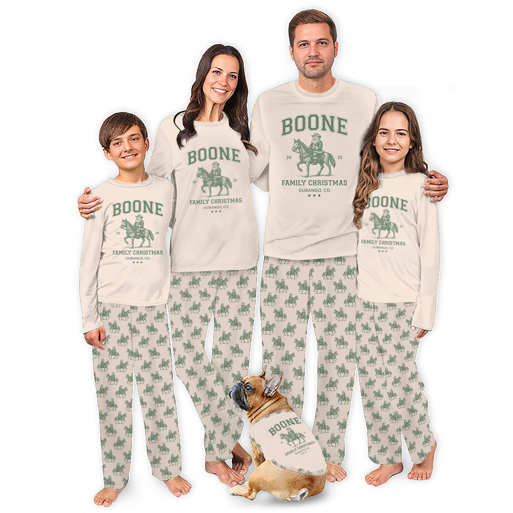 Custom Cowboy Santa Western Family Pajamas Matching Christmas Custom Cowboy Santa Western Family Pajamas Matching Christmas