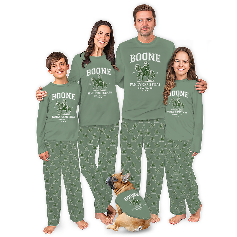 Custom Cowboy Santa Western Family Pajamas Matching Christmas Custom Cowboy Santa Western Family Pajamas Matching Christmas