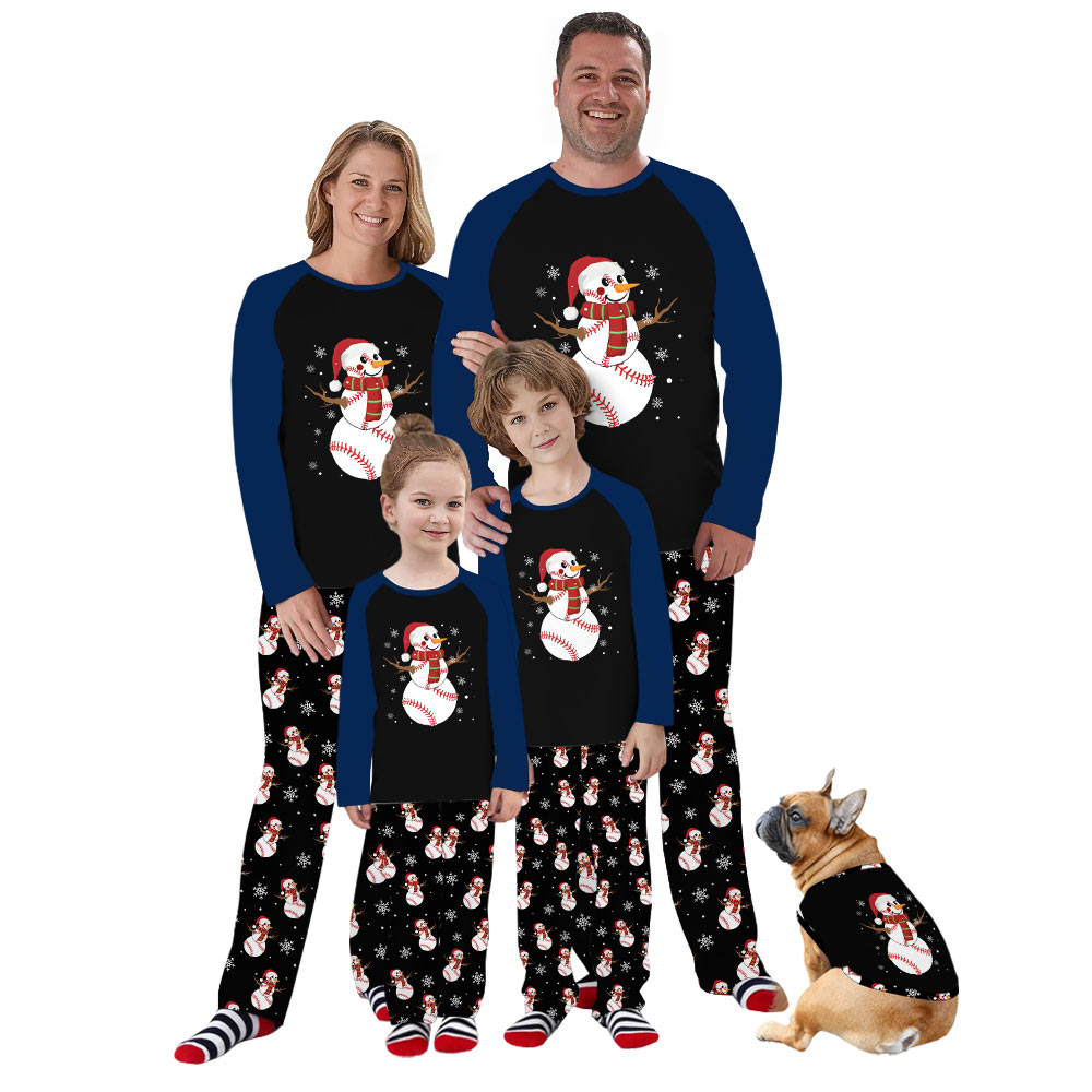 Baseball Christmas Matching Snowman Pajamas With Plus Sizes Baseball Christmas Matching Snowman Pajamas With Plus Sizes