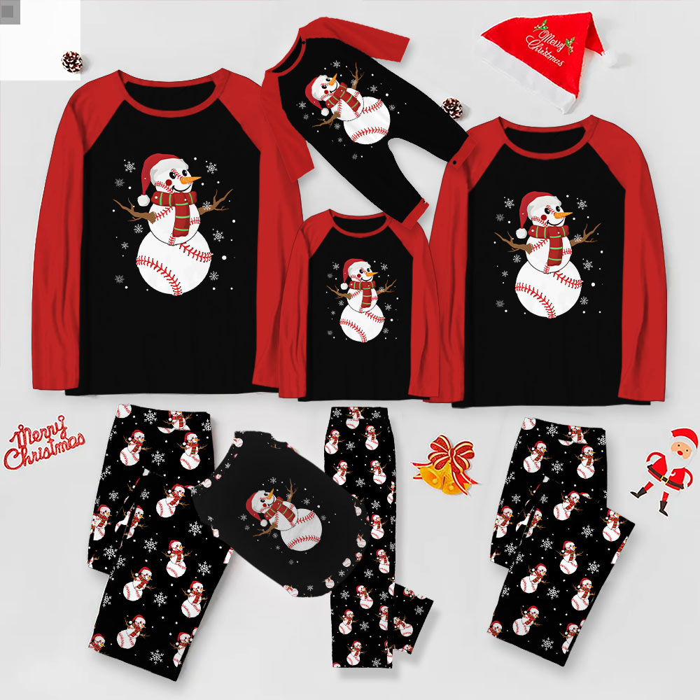 Baseball Christmas Matching Snowman Pajamas With Plus Sizes Baseball Christmas Matching Snowman Pajamas With Plus Sizes