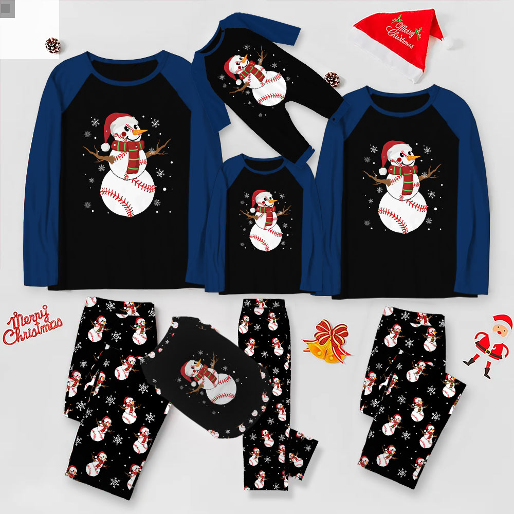 Baseball Christmas Matching Snowman Pajamas With Plus Sizes Baseball Christmas Matching Snowman Pajamas With Plus Sizes