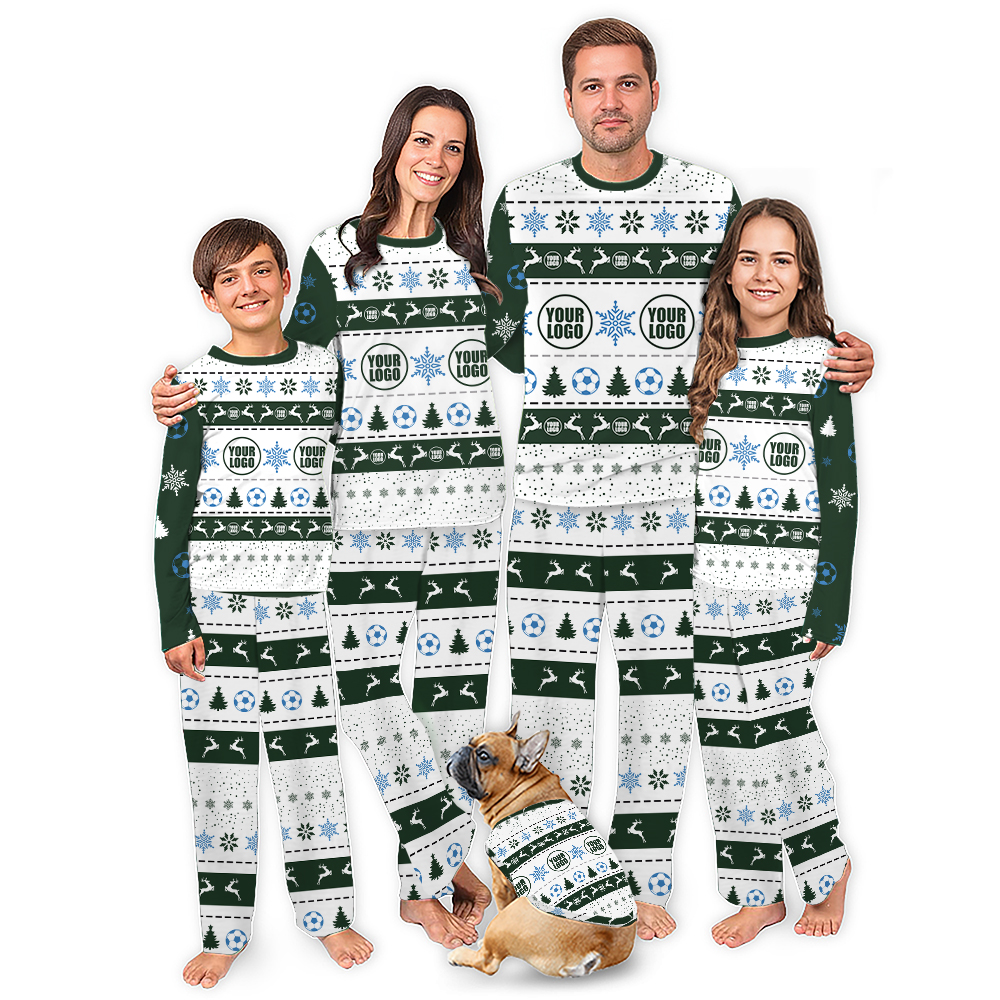 Custom Soccer Christmas Pajamas With logo For Team And Group Custom Soccer Christmas Pajamas With logo For Team And Group