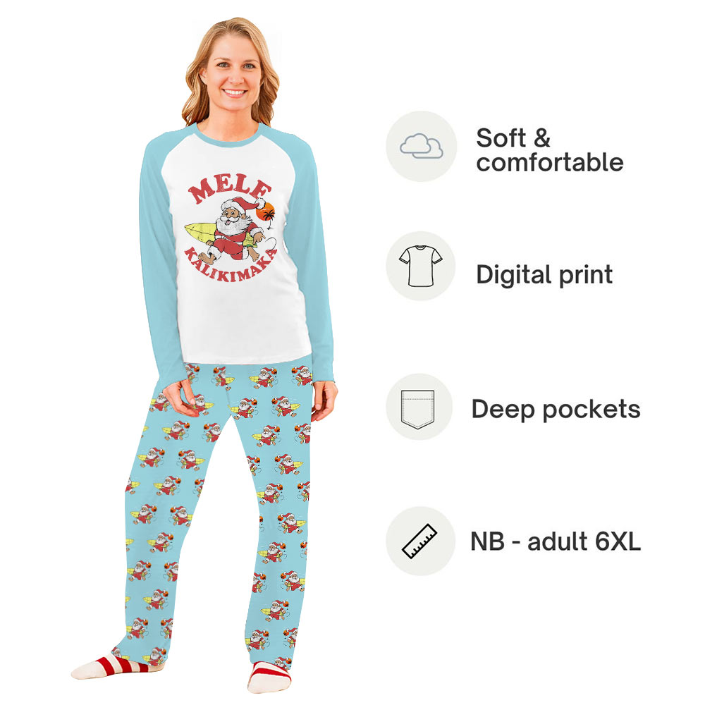 Hawaiian Santa Matching Family Christmas Jammies Saying Mele Kalikimaka Hawaiian Santa Matching Family Christmas Jammies Saying Mele Kalikimaka