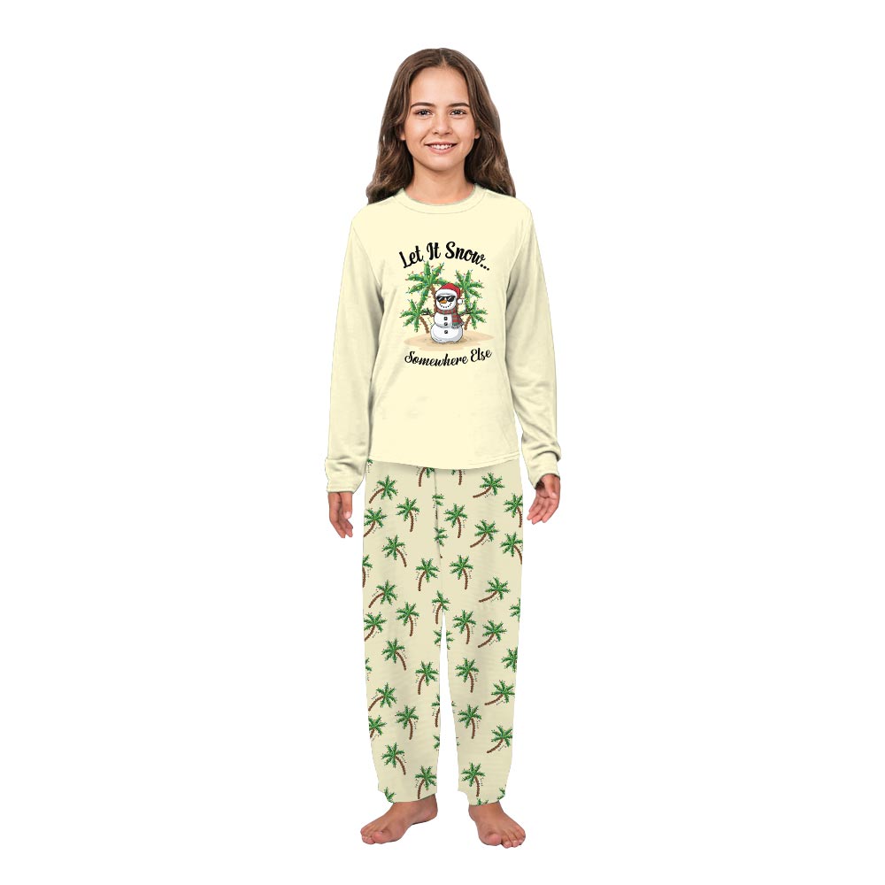 Yellow Funny Let It Snow Tropical Snowman Plus Size Family PJs Yellow Funny Let It Snow Tropical Snowman Plus Size Family PJs