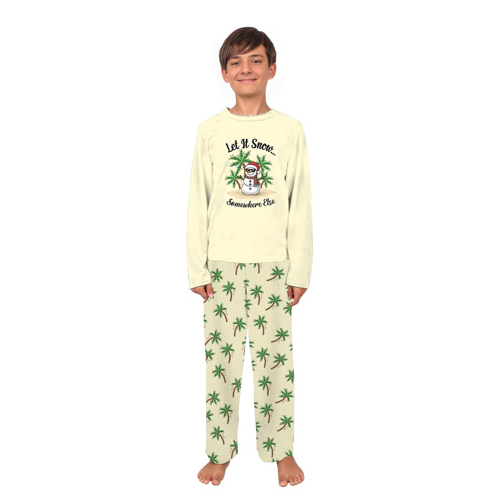 Yellow Funny Let It Snow Tropical Snowman Plus Size Family PJs Yellow Funny Let It Snow Tropical Snowman Plus Size Family PJs